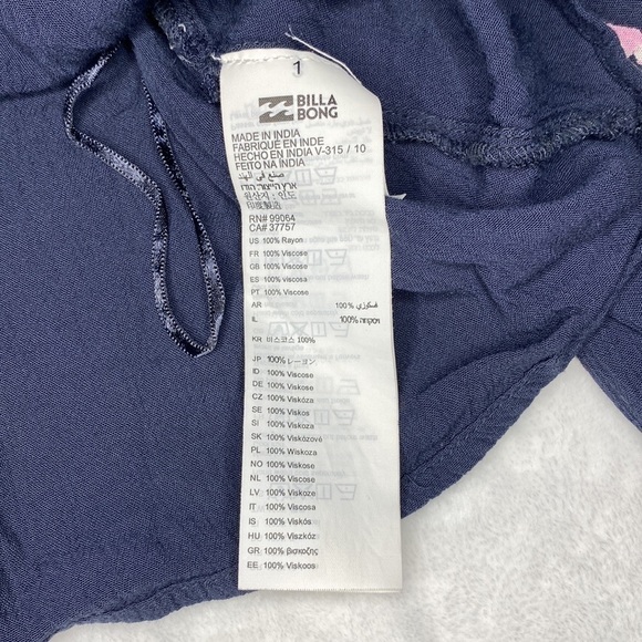 BILLABONG Light It Up Blue Floral Raglan Sleeves Crop Top Size Large - Picture 9 of 16